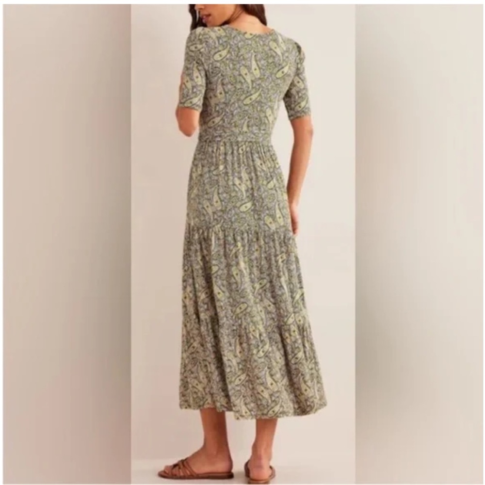 Boden Tiered faux Wrap Jersey Paisley Maxi Dress 8 - Picture 3 of 12